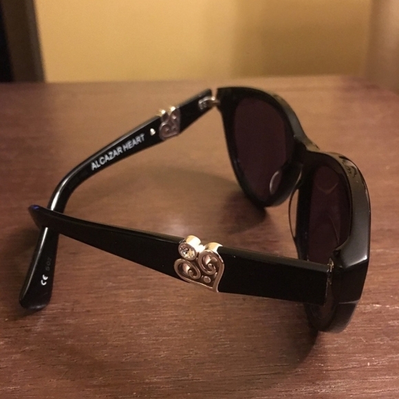 Chic Cat Eye Brighton Black Sunglasses with Silver Heart Accents - Picture 3 of 6